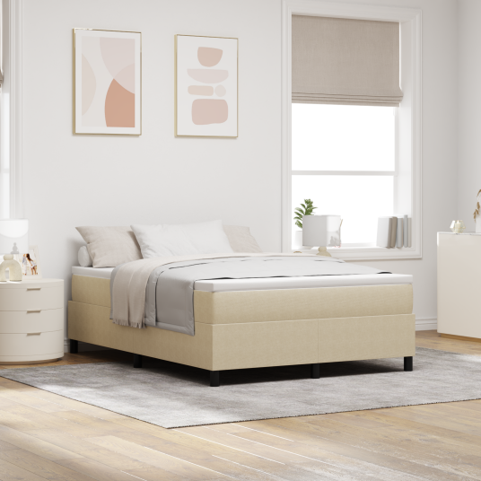 Box Spring Seng med madrass lys grønn grå 140x200 cm corduroy stoff