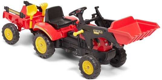 Alex's Garage Trampetraktor Med Skuff Rød