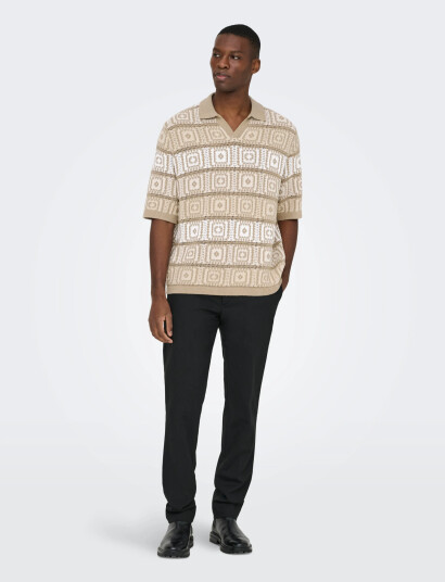 ONLY & SONS Onsbart Life Rlx 5 Ss Resort Knit Beige XS