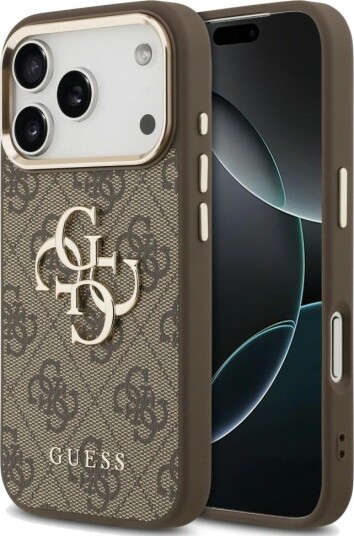 Guess 4G Big Classic Logo Mobildeksel til iPhone 17 Pro - Brun med Gull Guess 4G Big Classic Logo Mobildeksel til iPhone 17 Pro - Brun med Gull