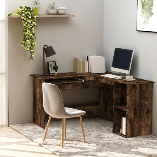 vidaXL Hjørnepult røkt eik 120x140x75 cm konstruert tre vidaXL Hjørnepult røkt eik 120x140x75 cm konstruert tre