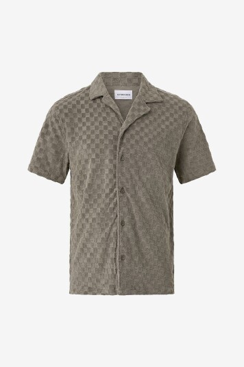 Lindbergh Skjorte Checkered Towel Resort Shirt Grå