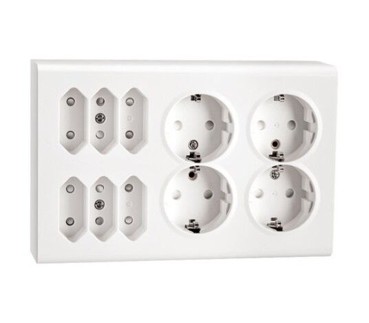 SG Stikkontakt Påvegg 4+6 Euro m/Jord Hvit SG Stikkontakt Påvegg 4+6 Euro m/Jord Hvit