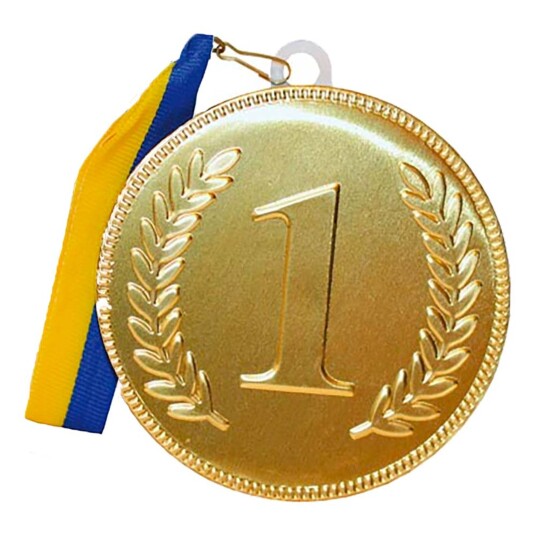 ERT Godis Singel Sjokolademedalje Nr 1 med Blått/Gult Bånd - 90 g ERT Godis Singel Sjokolademedalje Nr 1 med Blått/Gult Bånd - 90 g