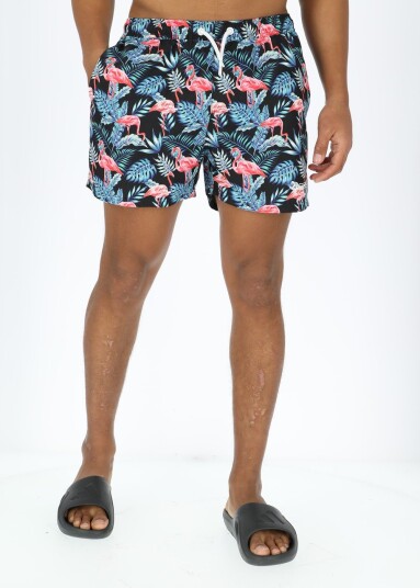 Blount & Pool Beachshorts Black Flamingo Leaf M Badebukser