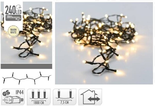 Lysslynge - Julelys - 240 Led Varm Hvit - Ip44 - Inne Og Ute