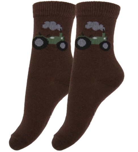 Fuzzies Sokker 2 pack Brun m. Traktor 17/19 Sokker