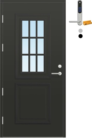 Ytterdør Bygg1 Fjord 02 Klarglass med Yale Entrus BxH: 90x190 cm, Venstre, RAL 7016, Antrasitt, Yale Sølv Ytterdør Bygg1 Fjord 02 Klarglass med Yale Entrus BxH: 90x190 cm, Venstre, RAL 7016, Antrasitt, Yale Sølv