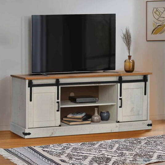 TV skap HALDEN med 2 skyvedører hvit 150x40x60 cm heltre