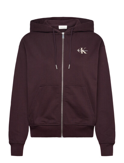 Calvin Klein Jeans Monologo French Terry Fz Bf Hood Burgundy XXS Calvin Klein Jeans Monologo French Terry Fz Bf Hood Burgundy XXS
