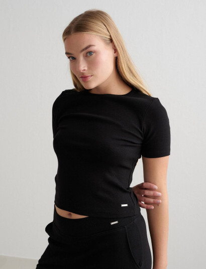 aim´n Ease Ribbed Short Sleeve - Black - L