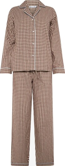 Mango Teen Gingham-Check Cotton Pyjamas BROWN XS