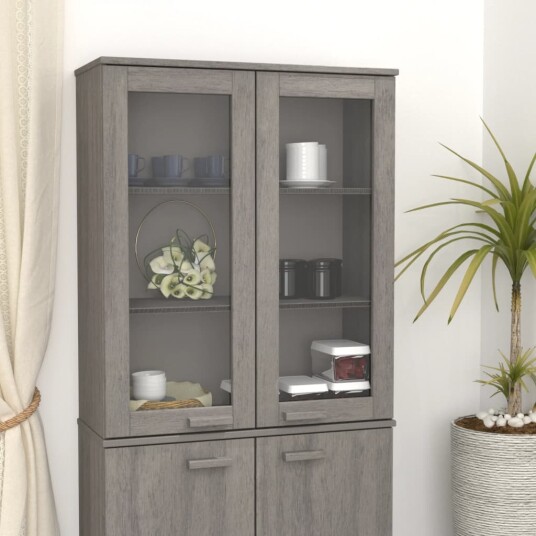 vidaXL Bordplate for highboard lysegrå 85x35x100 cm heltre furu