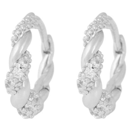 Snö Of Sweden Twist Crystal Oval Ear Silver Clear Onesize