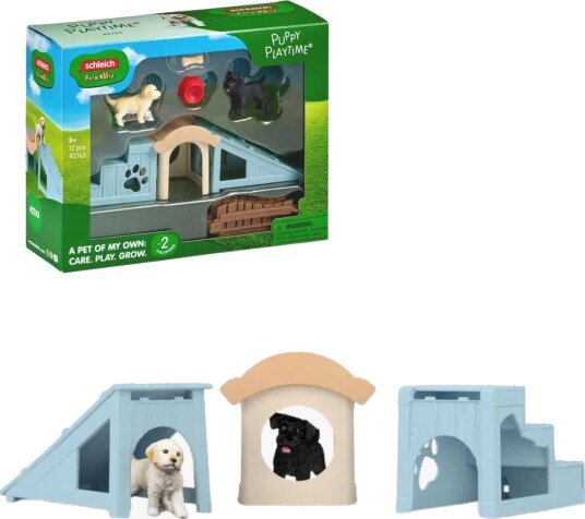 Schleich Farm World Lekesett for Små Valper - 12 Deler Figur