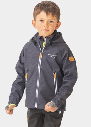 Bergen Softshell Jacket Jr Charcoal Melange 100  Vinterjakker