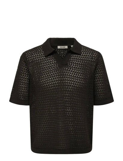 ONLY & SONS Onsnyle 5 Ss Split Polo Knit Cs Black XXL