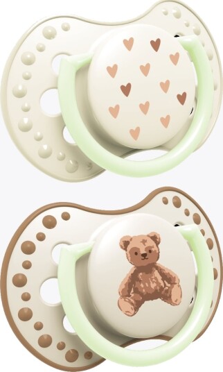 Lovi Silicone Dynamic Soother 0-6m 2pk Teddy Love Beige One Size Lovi Silicone Dynamic Soother 0-6m 2pk Teddy Love Beige One Size