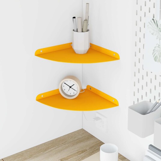 vidaXL Flytende hylle med hylle 2 pcs Sennepsgul 24 x 24 x 2 cm