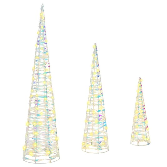  Juletre med 90 LED 3 pcs Varmhvit 20 x 20 x 80 cm PET