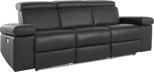 Sofa 3 seter Rayland Svart PU Elektrisk recliner Svart PU Elektrisk recliner