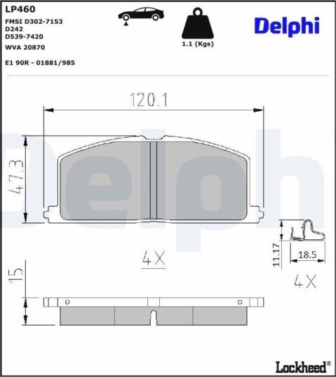 DELPHI LP460 Bremseklosser