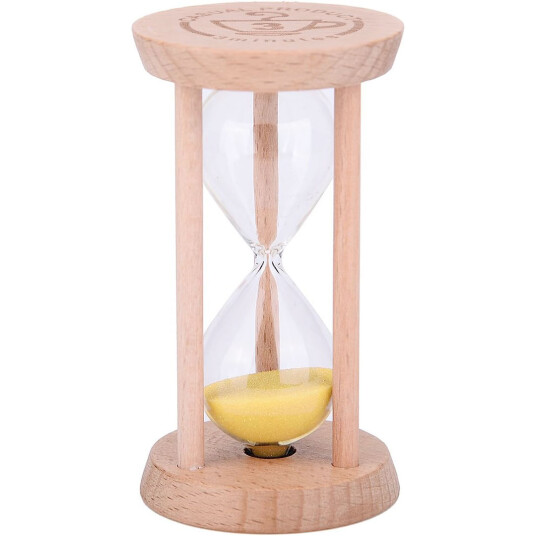 Timeglass 3 Minutes Wood Håndlaget GUL