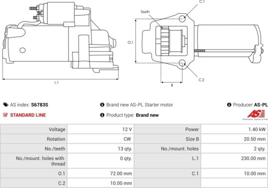 AS PL S6783S Starter