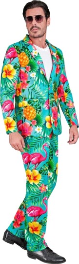 UV Glow Kostymedress med Tropisk/Flamingomotiv til Herre UV Glow Kostymedress med Tropisk/Flamingomotiv til Herre