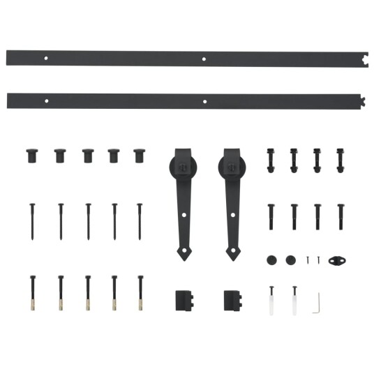Utstyr for skyvedør 183 cm stål svart Utstyr for skyvedør 183 cm stål svart