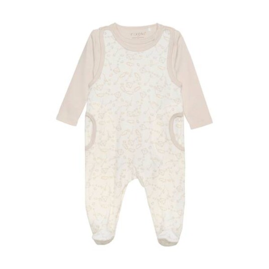 Fixoni Body Ls W.velour Romper Beige 68 Fixoni Body Ls W.velour Romper Beige 68