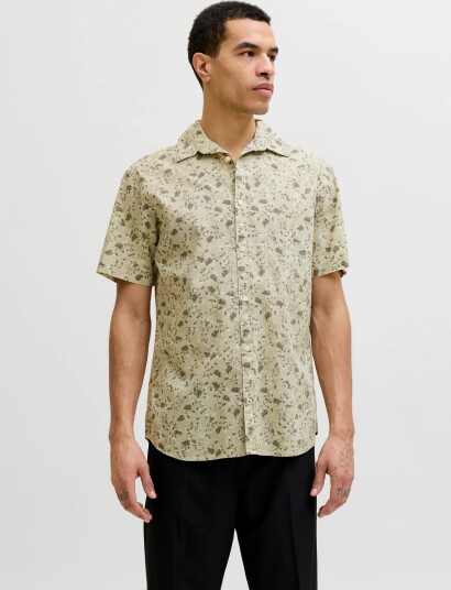 Jack & Jones Jprblasummer Linen Bl. Print Ss Shirt Ln White XXL