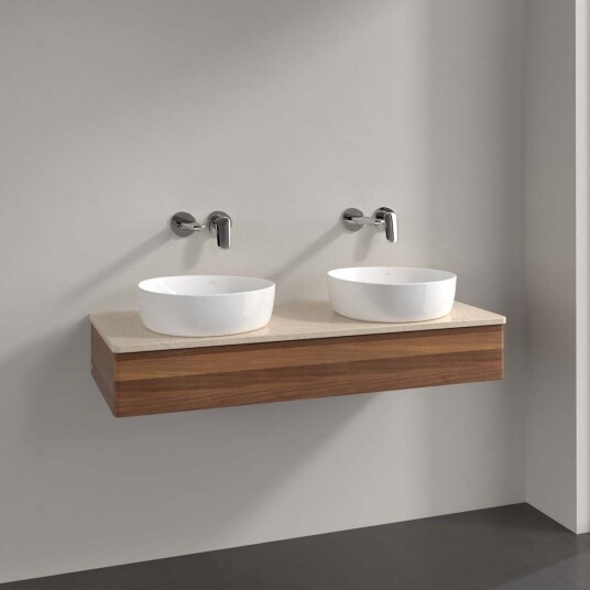 Villeroy & Boch Antao Servantskap med 1 skuff 120x50x19 cm u/lys Valnøtt/Crème Villeroy & Boch Antao Servantskap med 1 skuff 120x50x19 cm u/lys Valnøtt/Crème