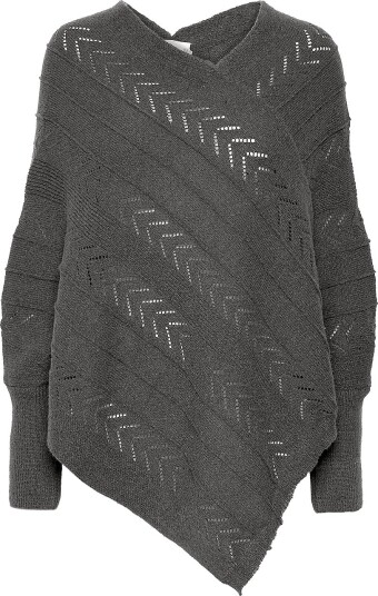 Cream Poncho crHoliday Knit Grå