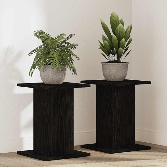 Planteholder 2 stk Svart Eik 30x30x40 cm Ingeniørtre