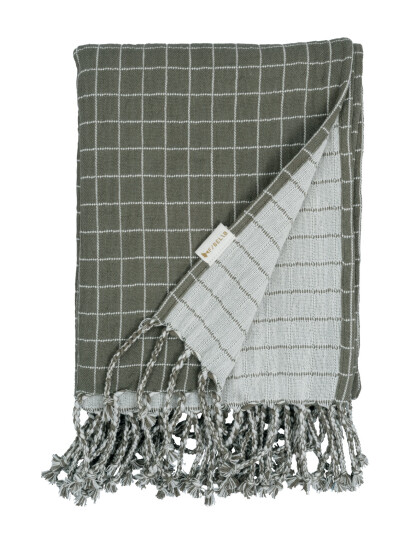 Fabelab Baby Blanket - Grid - Olive - Green - 80X110CM+9CM F Fabelab Baby Blanket - Grid - Olive - Green - 80X110CM+9CM F