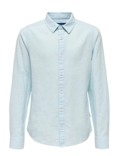 ONLY & SONS Osjcaiden Life Ls Linen Shirt Wn Noos Blue 176