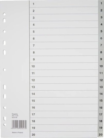 Register Esselte A4,210X297mm Grå Pakke Med 10 Sæt 10 Stk. Register Esselte A4,210X297mm Grå Pakke Med 10 Sæt 10 Stk.