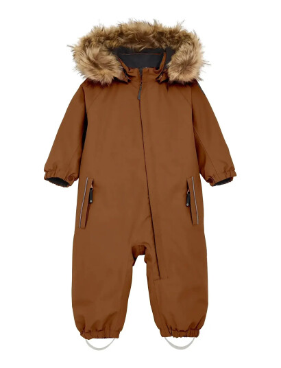Color Kids Baby Coverall W. Fake Fur Brown 98