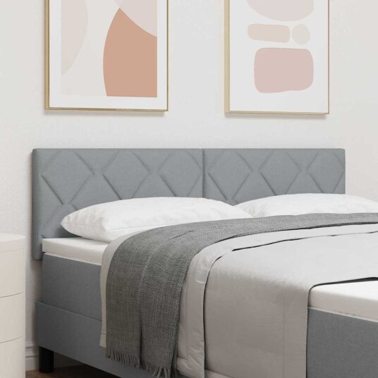  LED Hodegavl Diamant Blokk Design Lys Grå 144 cm Stoff