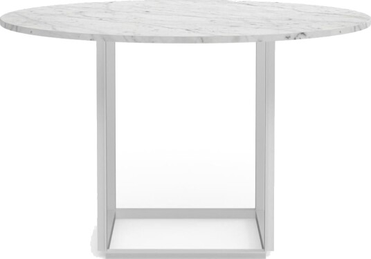 New Works Florence Spisebord Ø120 Hvit Carrera Marmor med Hvit Ramme