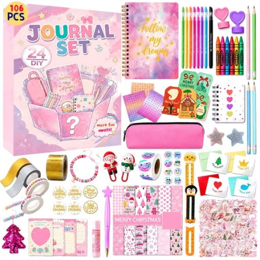 Adventskalender 2026 for jenter   24 dagers nedtelling til jul DIY Journal Kit Skrivesett Scrapbook Journal Rekvisita Journaling Kunst Håndverkssett