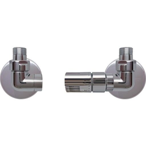 Kriss Corner Rom Ventilsett Med romtermostat, Vinkel, Krom