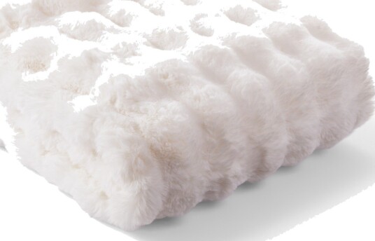 Fake fur pledd med boblestruktur 135x190 cm Hvit Fake fur pledd med boblestruktur 135x190 cm Hvit