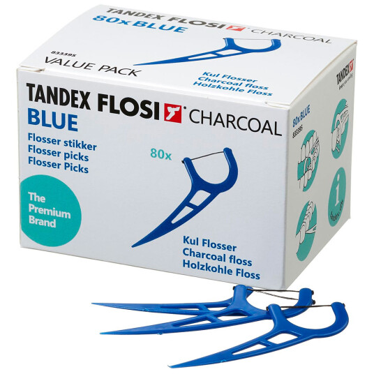 80 stk. Tandex Flosi Tanntrådholder Charcoal BLUE