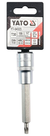 Yato Torx Skaftsokkel 1/2" T30 100 mm Krom-Vanadium