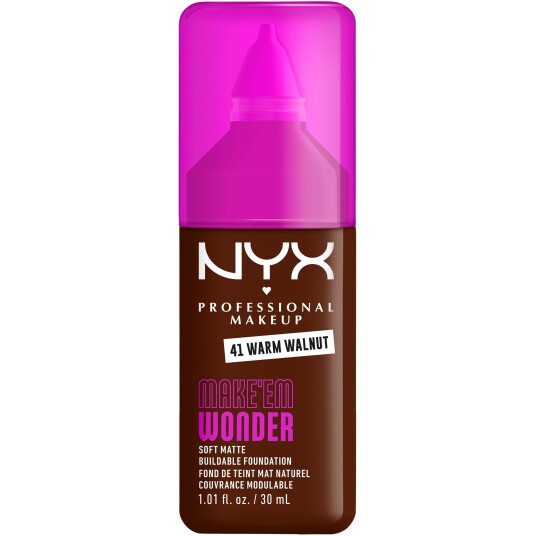 NYX Make Em Wonder Foundation 41 Warm Walnut - Lettvekt og Matt Finish