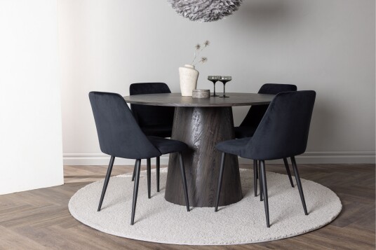 Venture Home Lanzo Spisegruppe 120 cm Rund med 4 Night Stoler Sort