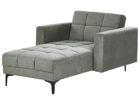 Beliani Sjeselong Grønn Polyester Metallben Stofftrekk Liggende Ryggstøtte 3 Posisjoner