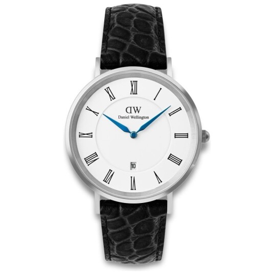 Daniel Wellington DW Watch Classic Roman Numerals Date Black Croc Belly Silver 40mm Daniel Wellington DW Watch Classic Roman Numerals Date Black Croc Belly Silver 40mm